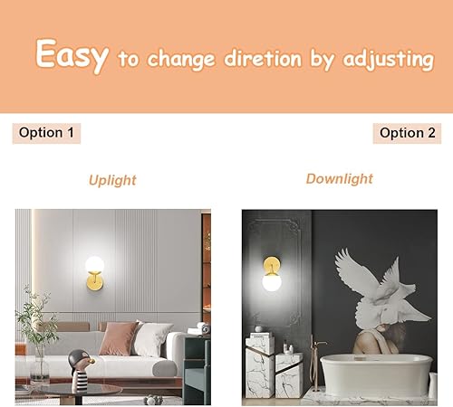 Miniatura 4 de Tipace Aplique de pared dorado, 1 luz, lámpara de pared moderna de mediados de siglo, lámpara de pared dorada para restaurante, sala de estar,