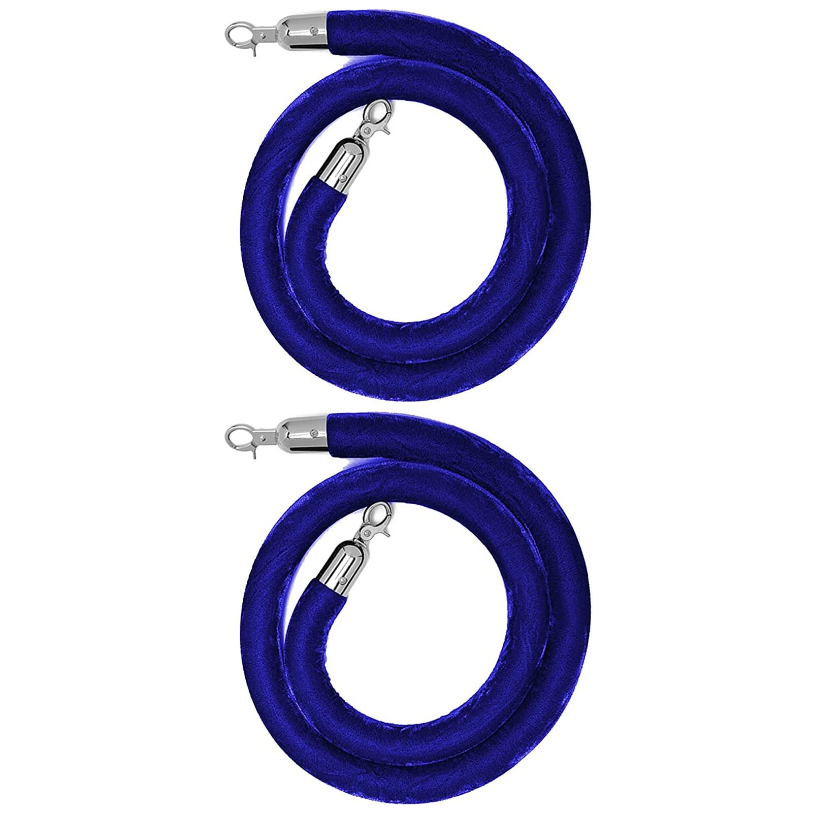 Aioneer Colorful Velvet Rope Barrier Set, 2 Pieces, 3M Crowd Control Stanchion For Event Queue Management - Perfect For Parties & Exhibitions-Blue-2.2m/7.2ft