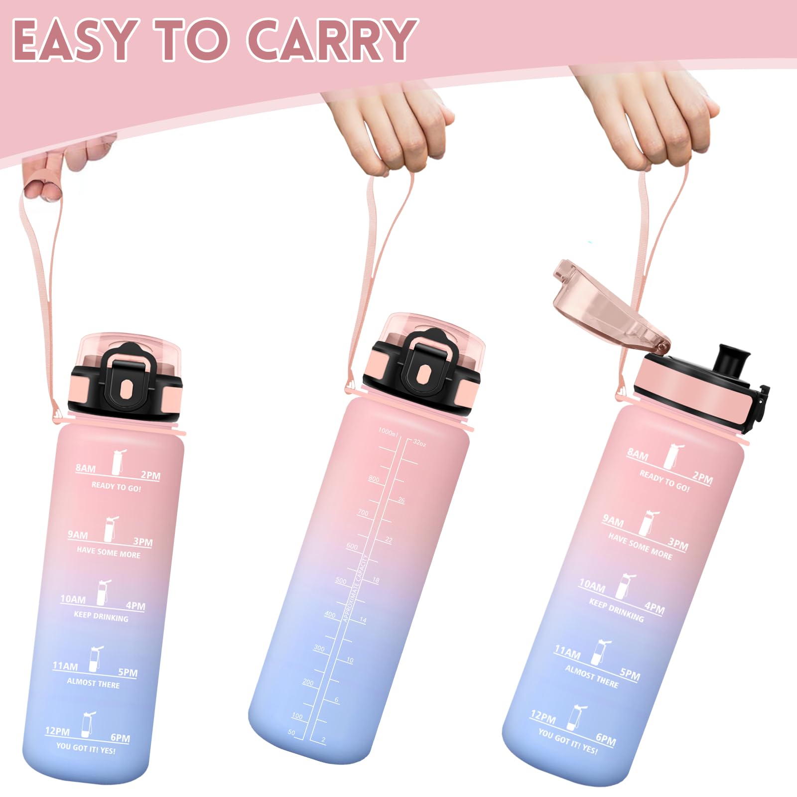 Borraccia Motivaionale 1 Litro Con Filtro - Senza BPA Per Sport E Ufficio