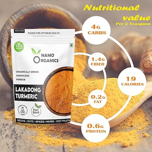 Miniatura 5 de DKM Namo Organics - Polvo de cúrcuma Lakadong de Organic Farms en Meghalaya - 8.82 oz - Curcumina alta (8-10%) - Words Best Haldi (Curcuma Longa)