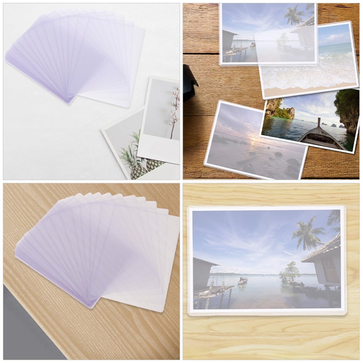 Healvian 50 Pezzi Proteggi Carte in Plastica, Card Sleeves e Card Holders Rigidi Trasparenti, Ultrafini e Impermeabili, per Foto, Carte, Cartoline e Postcard, Rettangolari
