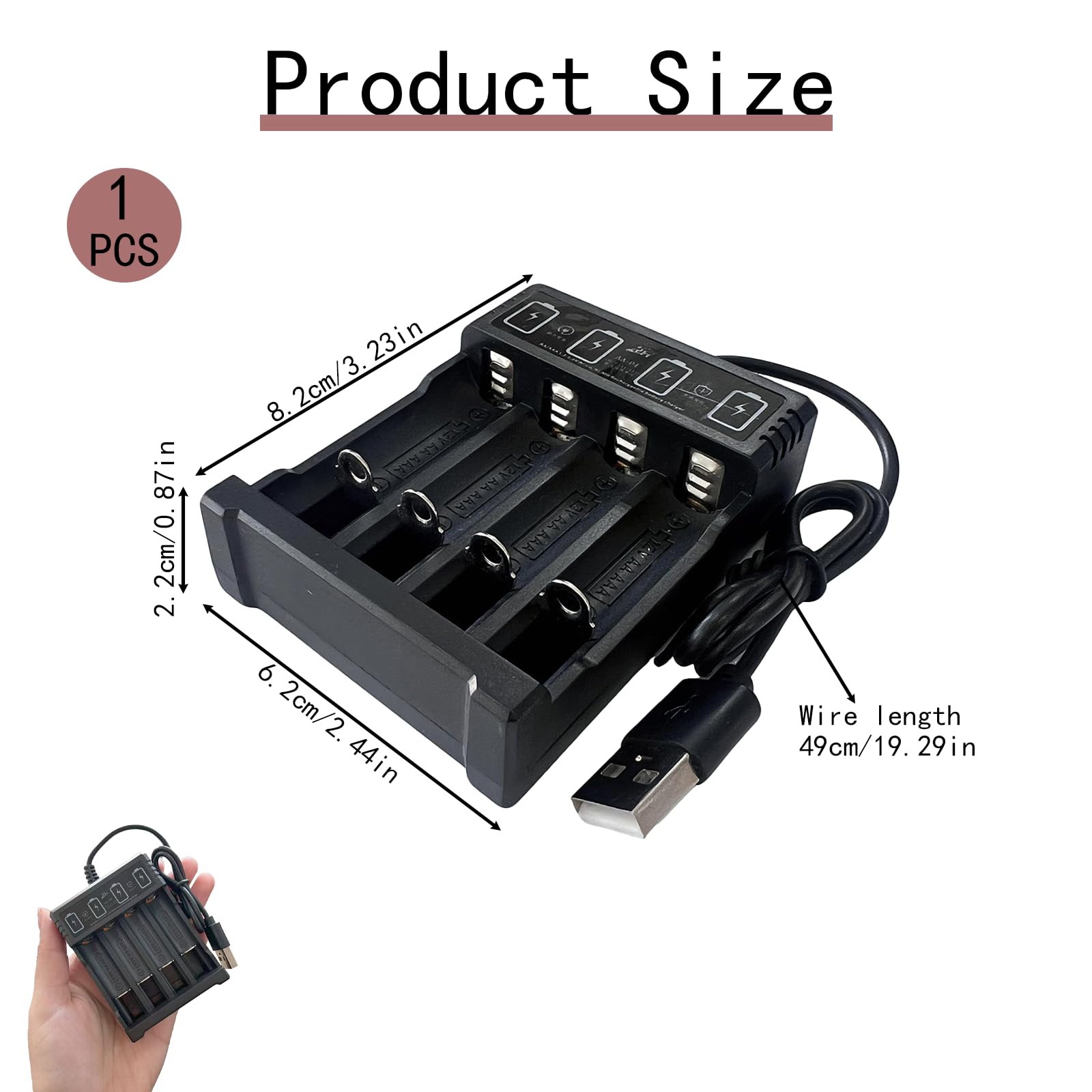 Caricabatterie Indipendente A 4 Slot Per Batterie Ricaricabili AA E AAA Ni-MH, Display LCD, Sistema Di Raffreddamento E Sicurezza Avanzata Per Ricariche Efficaci, Caricatore Pile Ricaricabili