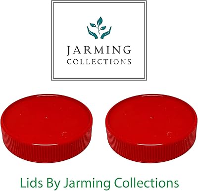 2 Glass Mason Jars 16 oz with Plastic Mason Jar Lids (BPA Free) Pint Mason Jars Regular Mouth (set of 2 - Red) by Jarming Collections