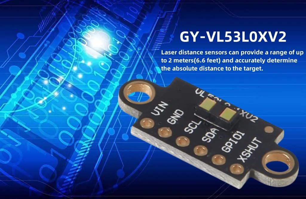 VL53L0X Time-of-Flight (ToF) Laser Ranging Sensor, 4PCS Breakout 940Nm -VL53L0XV2 Laser Flight Distance Measurement Sensor Module I2C IIC for Absolute Distance Measurement
