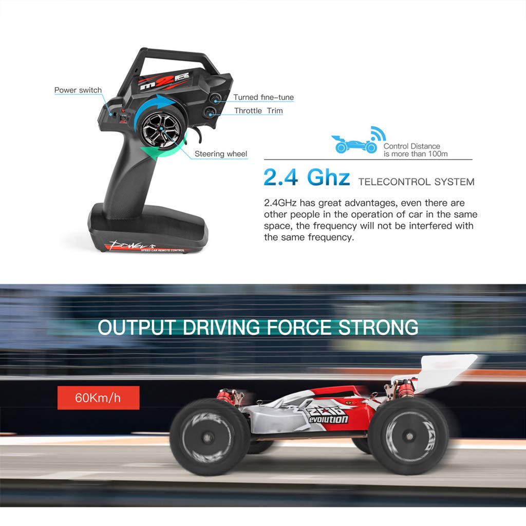 Samochód RC o dużej prędkości 60 km/h 1/14 2,4 GHz 4WD Racing Alloy Buggy Off-Road Drift RTR Zielony (zielony)