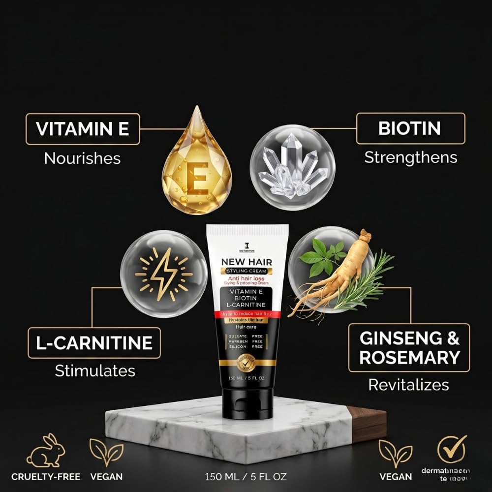 New Hair Styling Cream - Anti Hair Loss Treatment with Vitamin E, Biotin & L -Carnitine - Sulfate & Silicon Free - 150ml: Buy Online at Best Price in Egypt