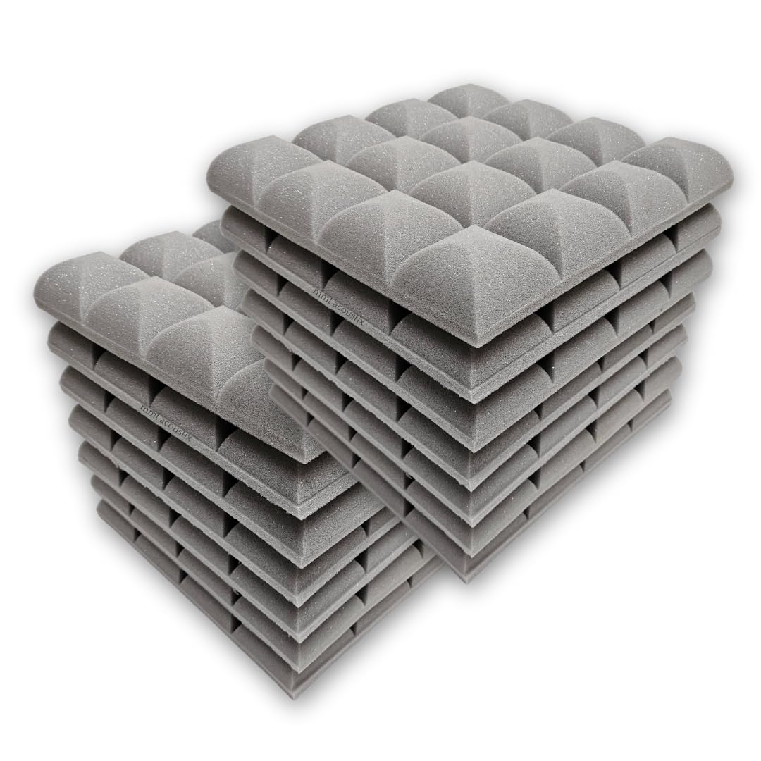 MMT Acoustix® Galaxy Acoustic Foam | Concave Convex Design, Superior Soundproofing & Bass Absorption Acoustic panels| 12x12x2 inch, Stone White, 18Pcs