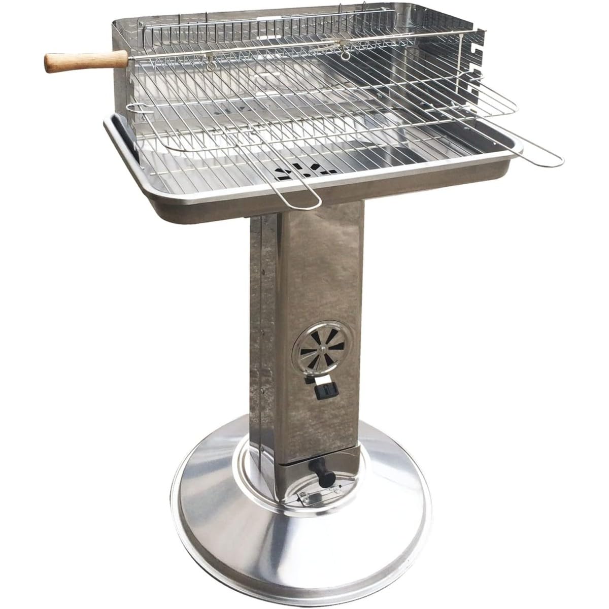 Grill węglowy ze stali nierdzewnej 58 x 38 cm wrzeciono do pieczenia