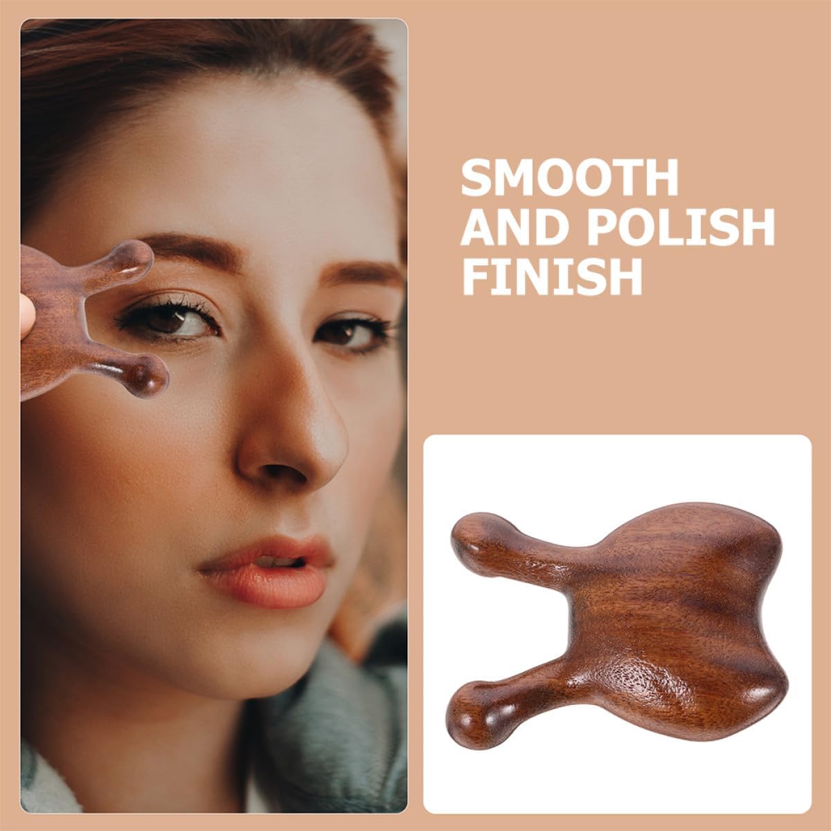 Wooden Scalp and Nose Acupoint Massager Comb 2pcs Set with Face Guasha Scraper Tool for Meridian Stimulation, Hair Loss Prevention, and Relaxation