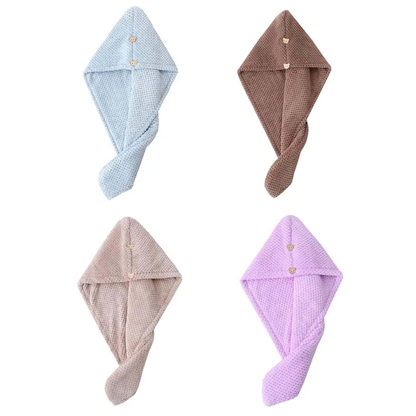 Missffcat 4-Piece Ultra-Absorbent Hair Towel Set - Soft Coral Fleece Quick-Dry Towels for Home Blow-Drying and Styling