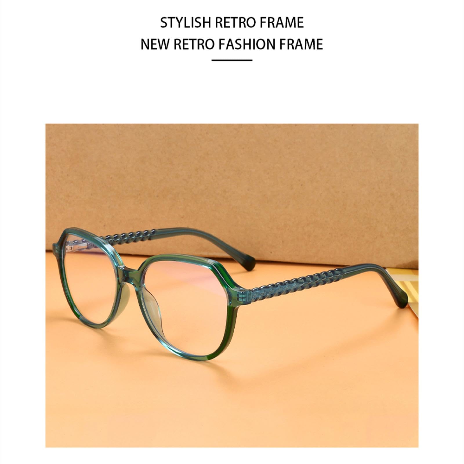 Gafas de titanio de plástico poligonal con patas de resorte y transparentes