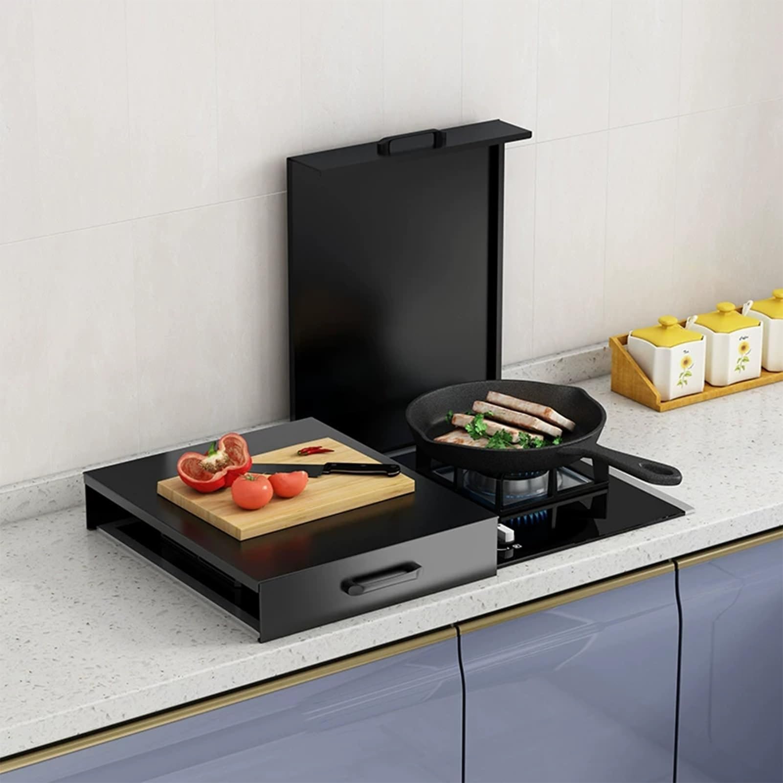 Cubierta para estufas eléctrica ampliación del espacio de la cocina ampliación del espacio de la cocina tapa encimera gas placa fogones y cocinas amplias(Black,35x48x9cm(14x19x4in))