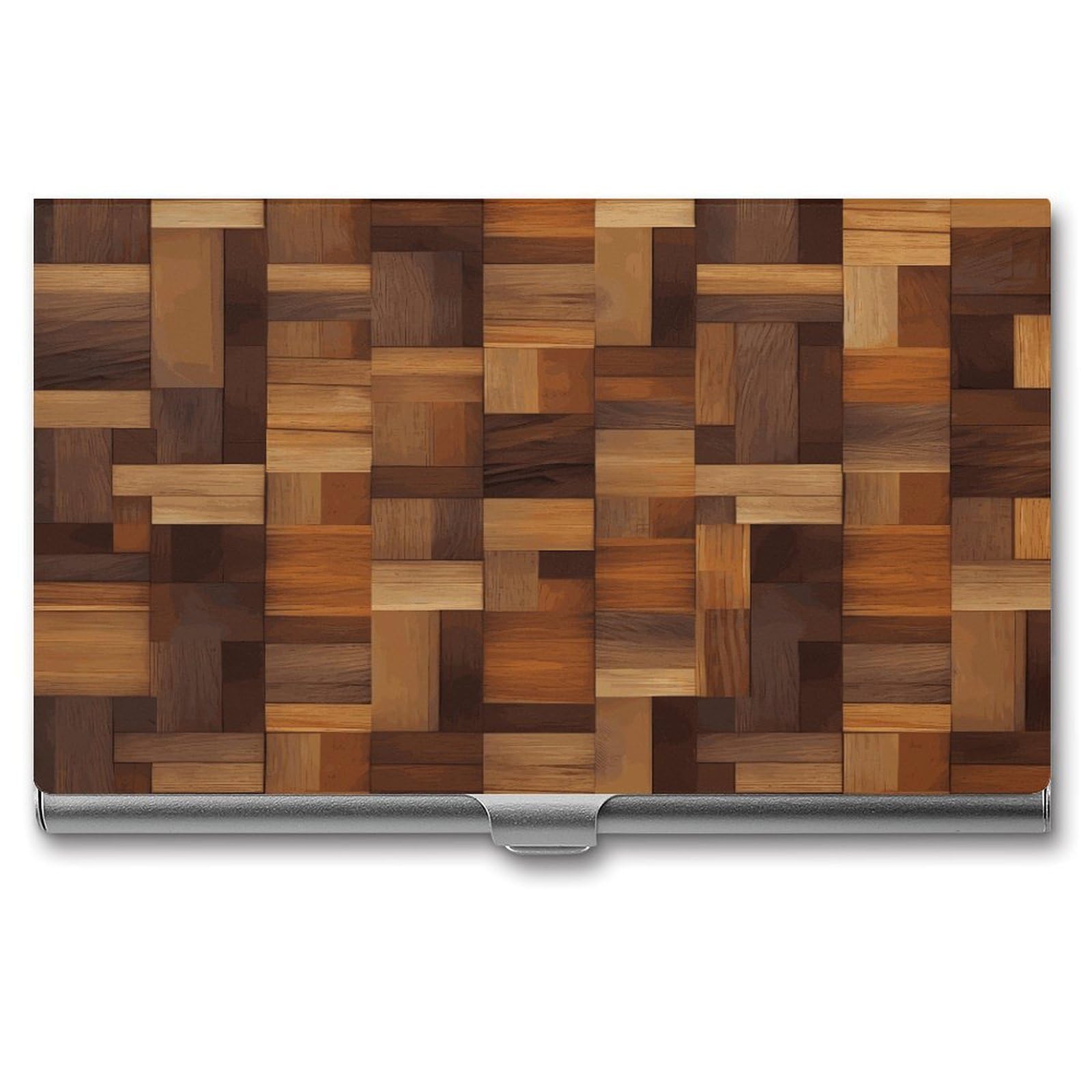 LDGSUPH Wood Business Card Holder Fashion Slim Name Card Holder Minimalist Design Case Metal Card Carrier Personalized Business Card Case with Flip for Men Women