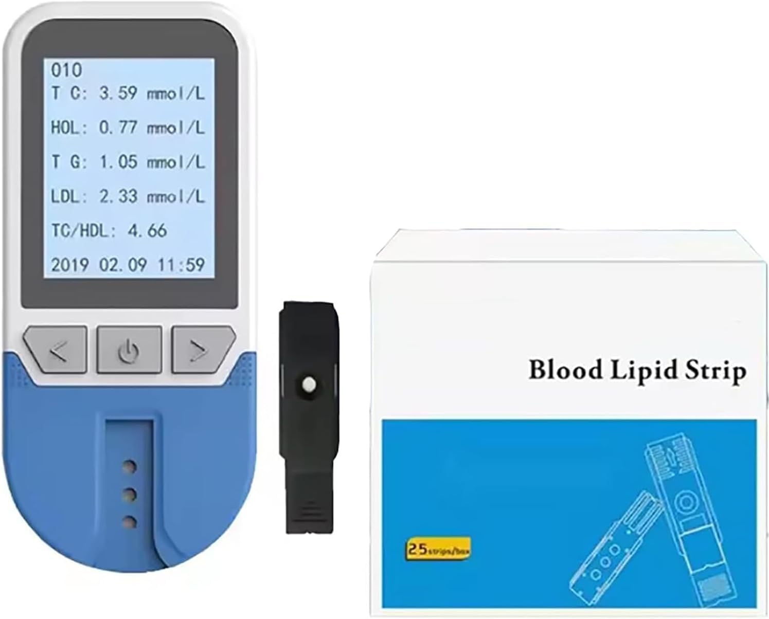 Analizzatore Lipidico 5 In 1 Multifunzione, Misuratore Colesterolo Trigliceridi HDL, Inclusi 25 Strisce Reattive, Memoria 500 Dati, Funzione Connessione Rete