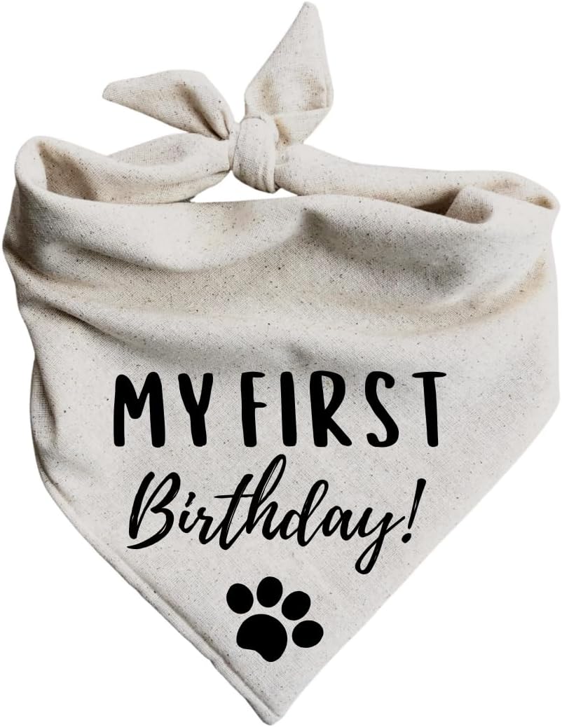 My First Birthday Dog Bandana barkday Black (Large)