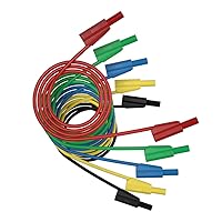 Vista 3 de Cable de prueba de enchufe de plátano de seguridad de 0.157 in, 5 uds., 39.4 in/3.3 pies, línea cubierta de seguridad totalmente aislada para cable