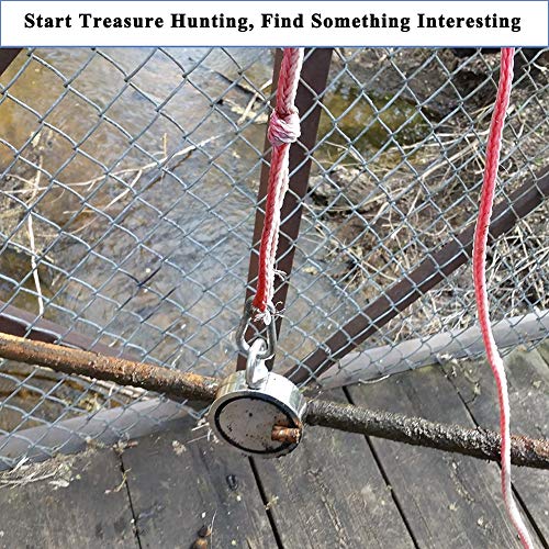 image for EVISWIY Fishing Magnets Double Sided 660LBS with Rope 65FT Carabiner G