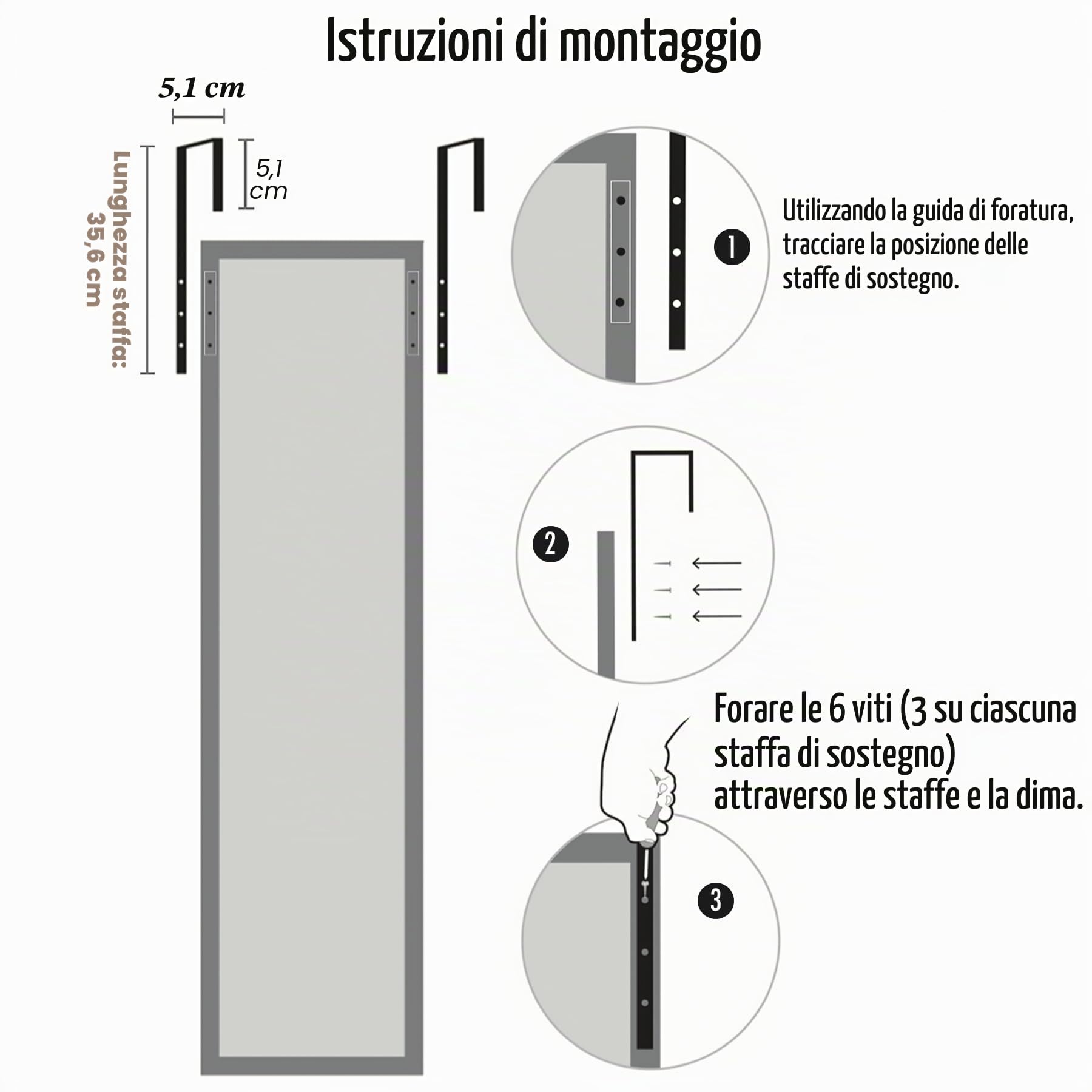 Americanflat Specchio per porta da appendere, 38 x 130 cm, in vetro infrangibile con staffa in metallo per appendere il bagno, la camera da letto, telaio in MDF, colore legno chiaro