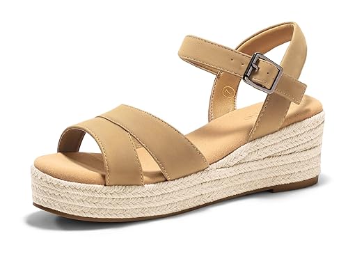 Womens Wedge Platform Sandals Espadrille Heels Open Toe Buckle Ankle