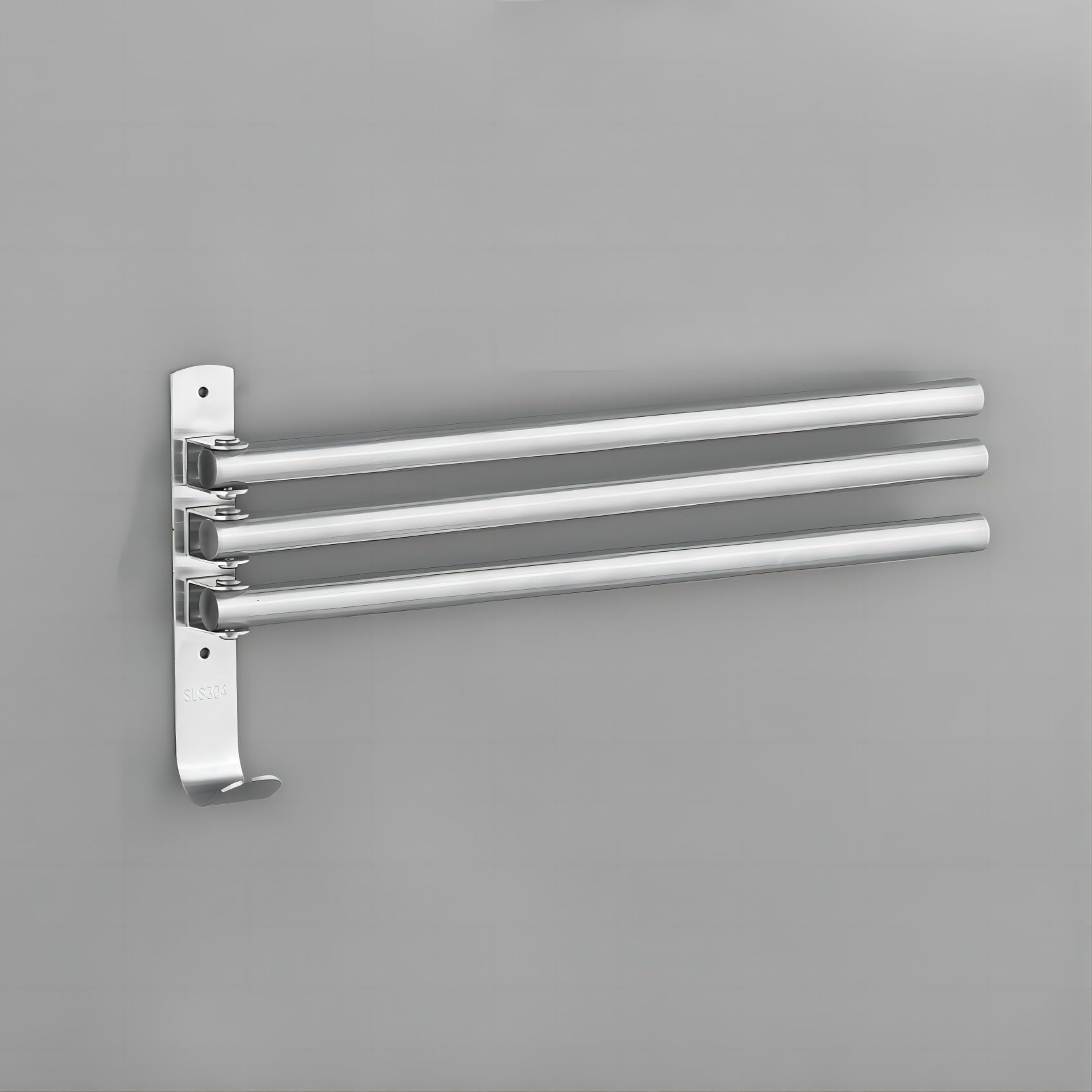 NearMoon Swivel Towel Rack, Thicken SUS304 Stainless Steel 4-Arm Towel Bar, Space Saving Wall Mounted Towel Holder With Hook, Rustproof Swing Out Towel Hanger For Bathroom, Kitchen (Brushed Nickel - View #3