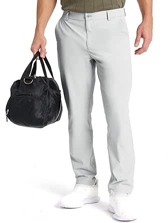 Men's Classic Fit Golf Pants Stretch Dress Pants 30, 32, 34 Inches Lightweight Casual Suit Pants with Pockets