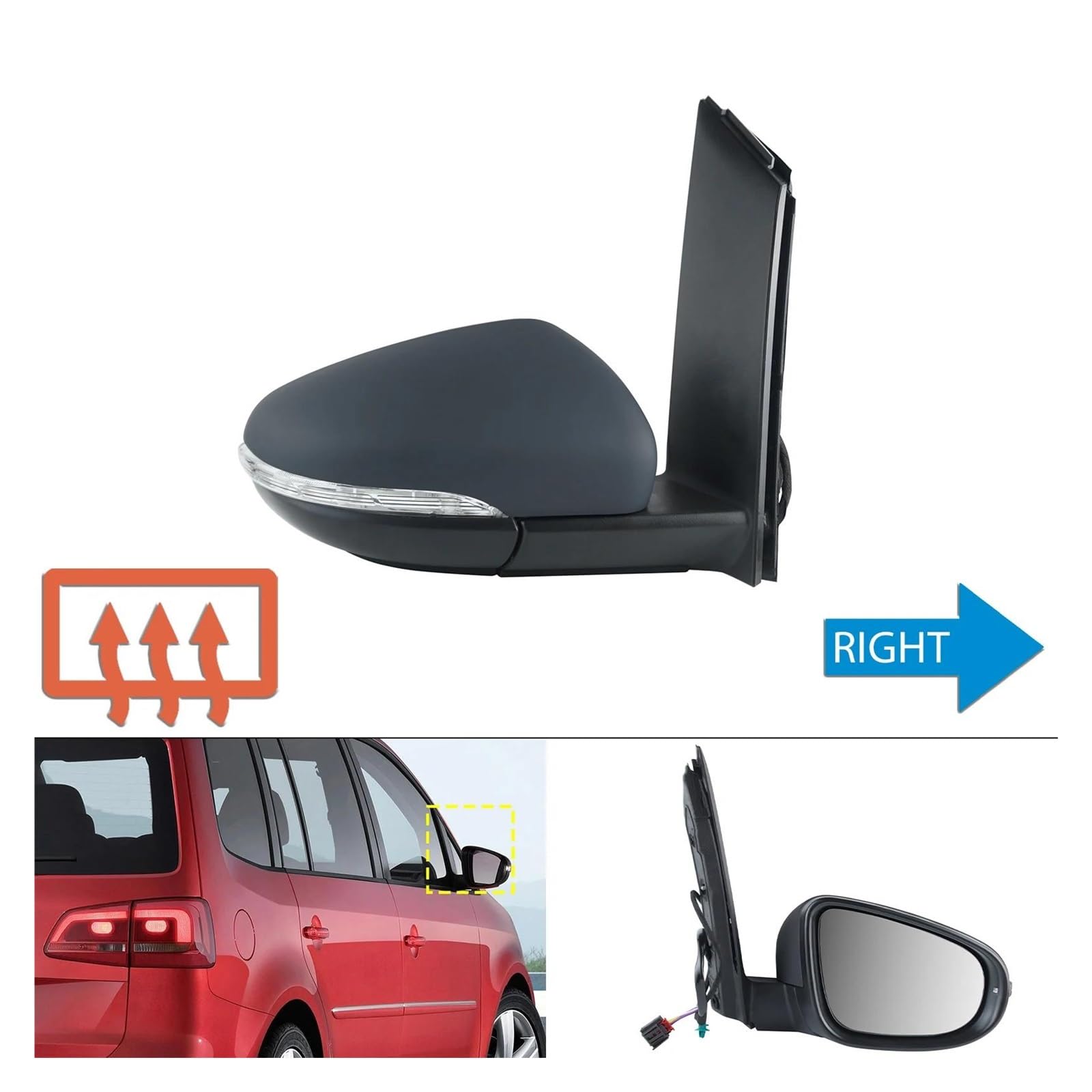Specchietti Esterni Completi Per VW Per Touran Per MK2 10-15 Specchietto Retrovisore Esterno Riscaldato Elettrico Indicatore Di Direzione Destro Primerizzato