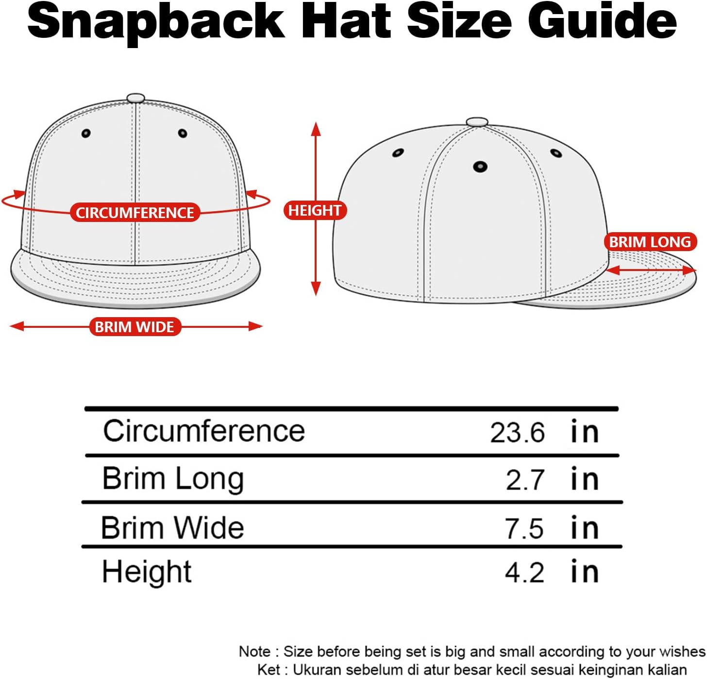 Classic Flat Bill Snapback Hats for Men Women, Hip Hop Style Unisex Adjustable Plain Baseball Cap - Image 6