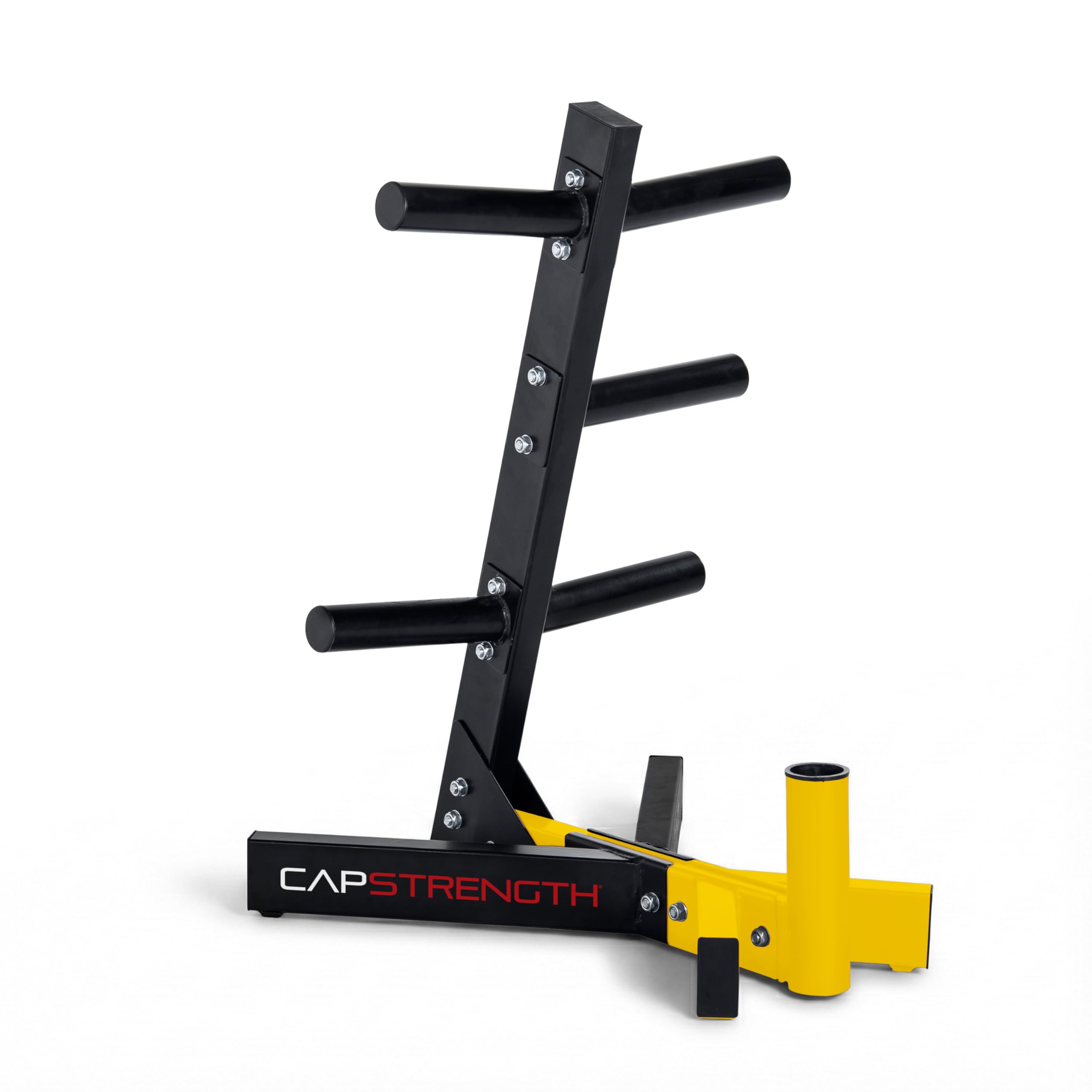 Cap Olympic Plate Tree Storage Rack for Weights &amp; Barbells, Heavy-Duty Steel Weight Plate Organizer for 2-Inch Olympic Plates, Space-Saving Storage Rack, 300lb Capacity, Multiple Colors