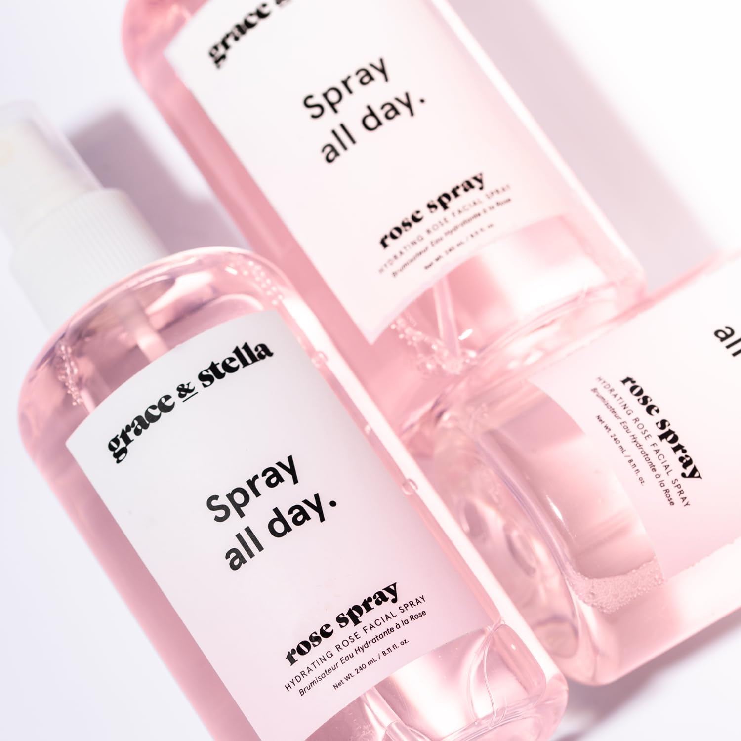 Acqua di Rose Tonico Viso in Spray (240 ml) – Acqua Distillata alle con Acido Ialuronico, Tonico Rinfrescante Ideale per Tutti i Tipi di Pelle – Riduce i Rossori ed Eccesso di Sebo