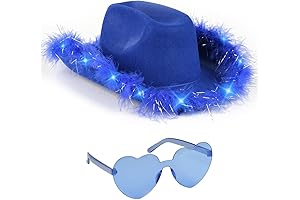 LED Cowgirl Hat | Light Up Cowboy Hat for Kids and Adults with Feathers