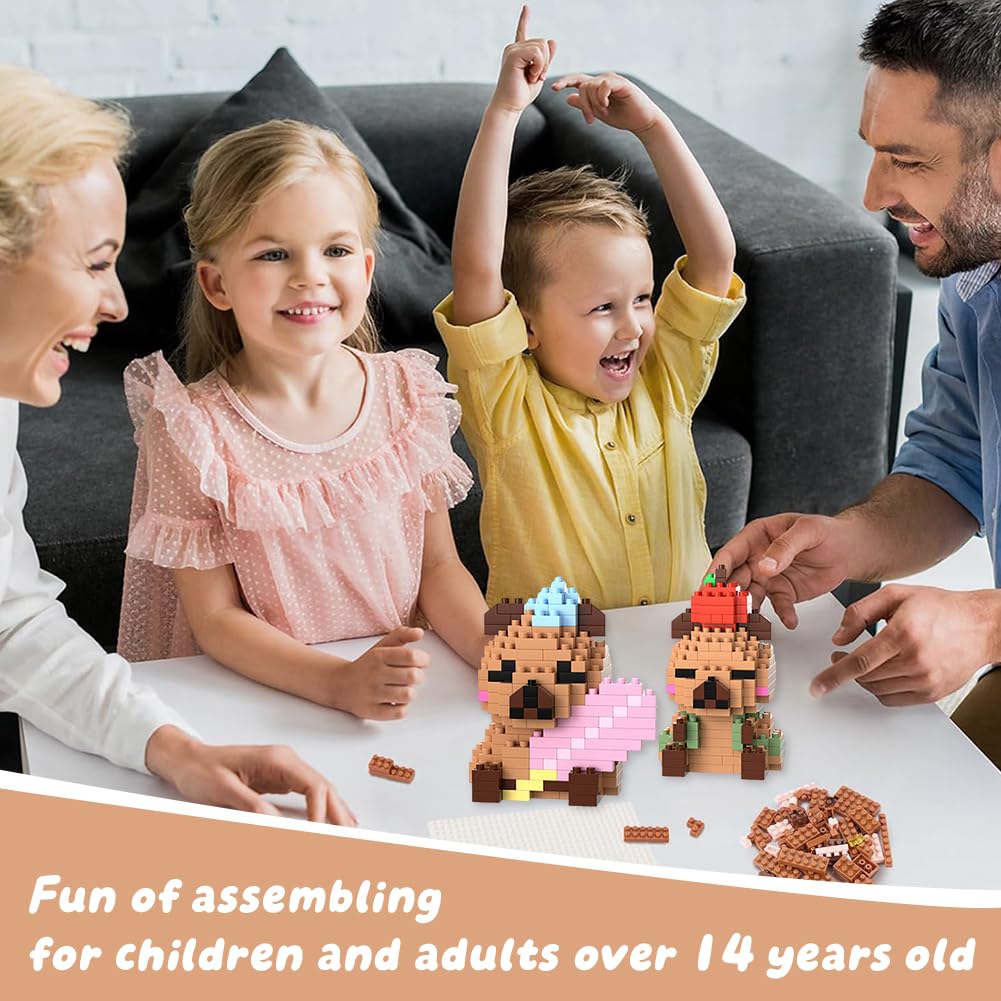 Capybara Building Blocks Anime Model Micro Blocks 3D Puzzle Micro Brick Figures Toys Plastic Model Kits Micro Building Block Puzzle Children DIY Block 2PCS(C) - Image 4