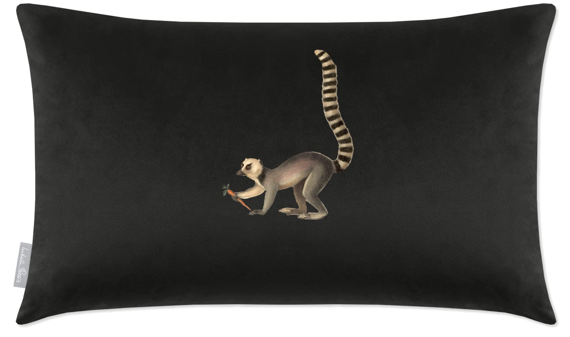 Izabela Peters Charcoal Cushions With Covers Included, Filled Cushion, Eco-Friendly Velvet Cushions, 50 X 30 Cm, Lemur - Chair Cushions, Sofa Cushions, Seat Cushions