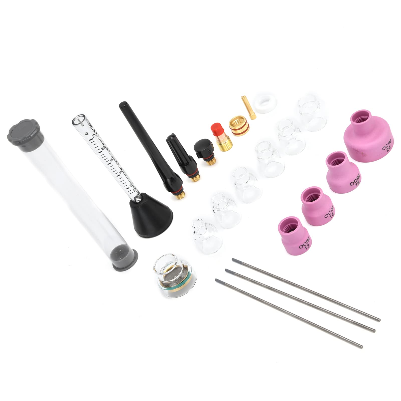 Kit de boquilla de soldadura por de argón Medidor de flujo de gas Anillo de sellado de aguja de tungsteno Material cerámico Piezas de repuesto ideales para accesorios de antorcha