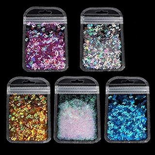 BELTI 5 Colors Alphabet Holographic Laser- Letters Chunky Glitter Epoxy Resin Festival Chunky Letters Mixed Sequins 2g Per