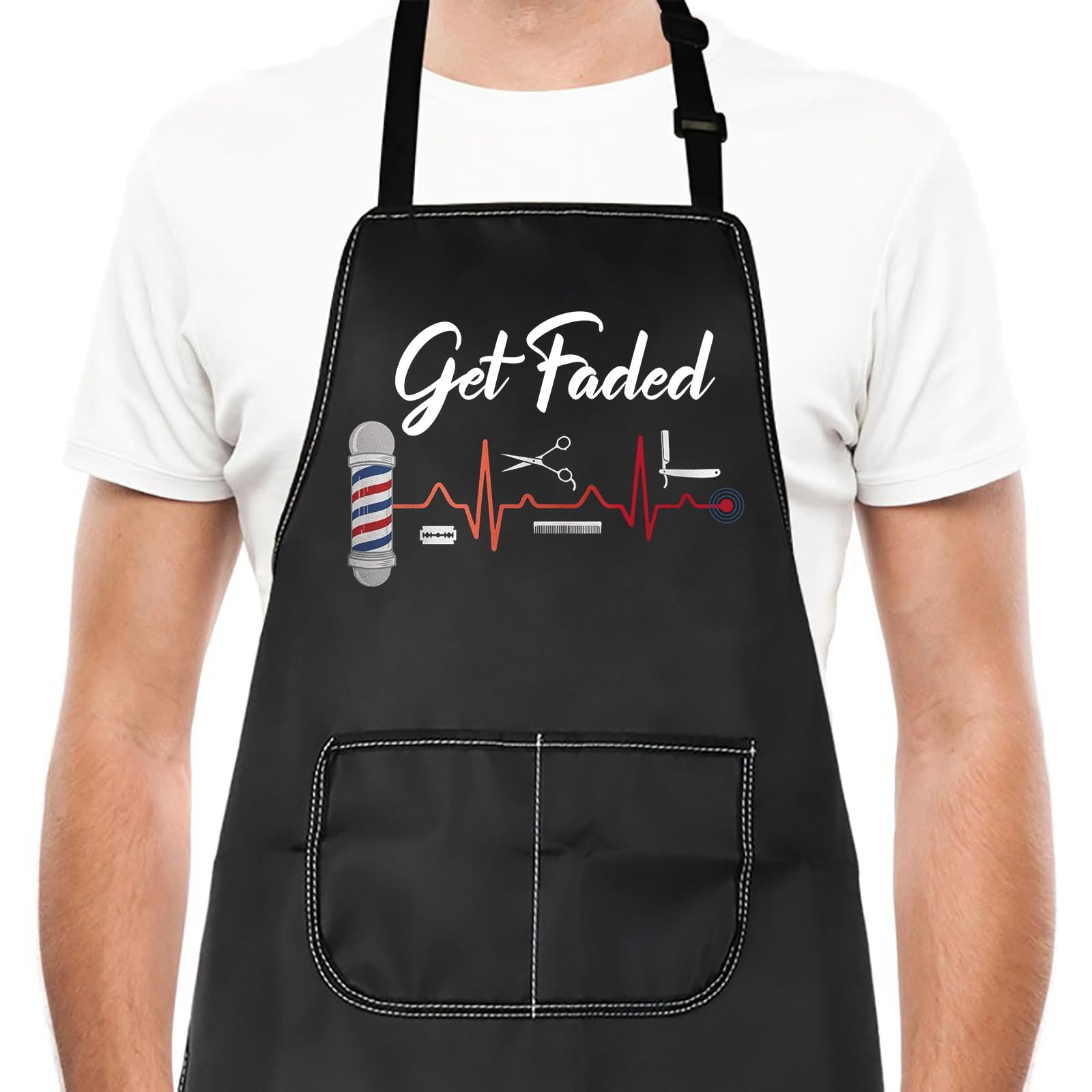 LEVLO Funny Barber Gift Get Faded Waterprof Adjustable Apron for Hair Stylist Dad Teacher