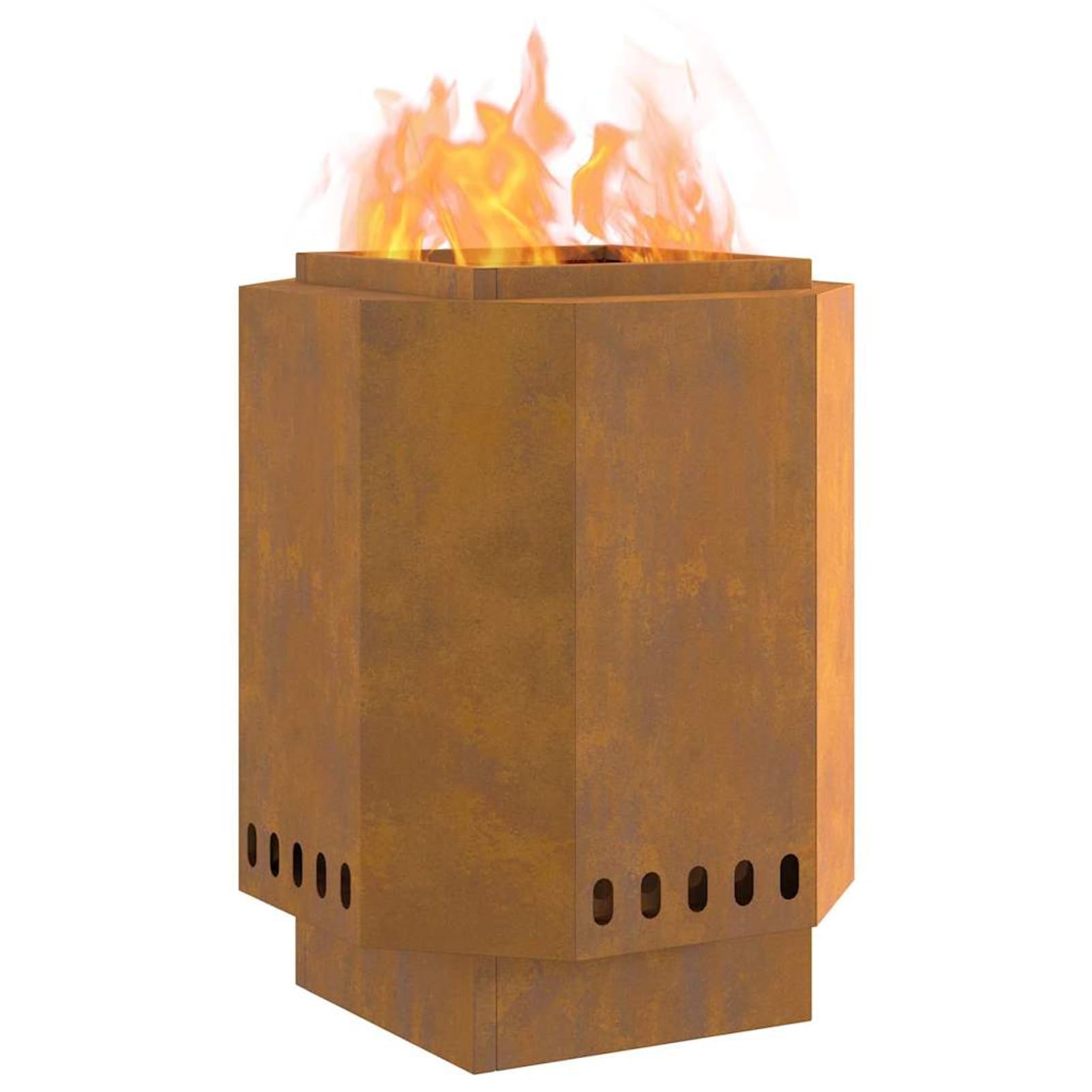 Gecheer Fogata Moderna sin Humo para Jardines y Terrazas - Acero Autopatinable, 38x38x51 cm, Resistente hasta 600 ℃