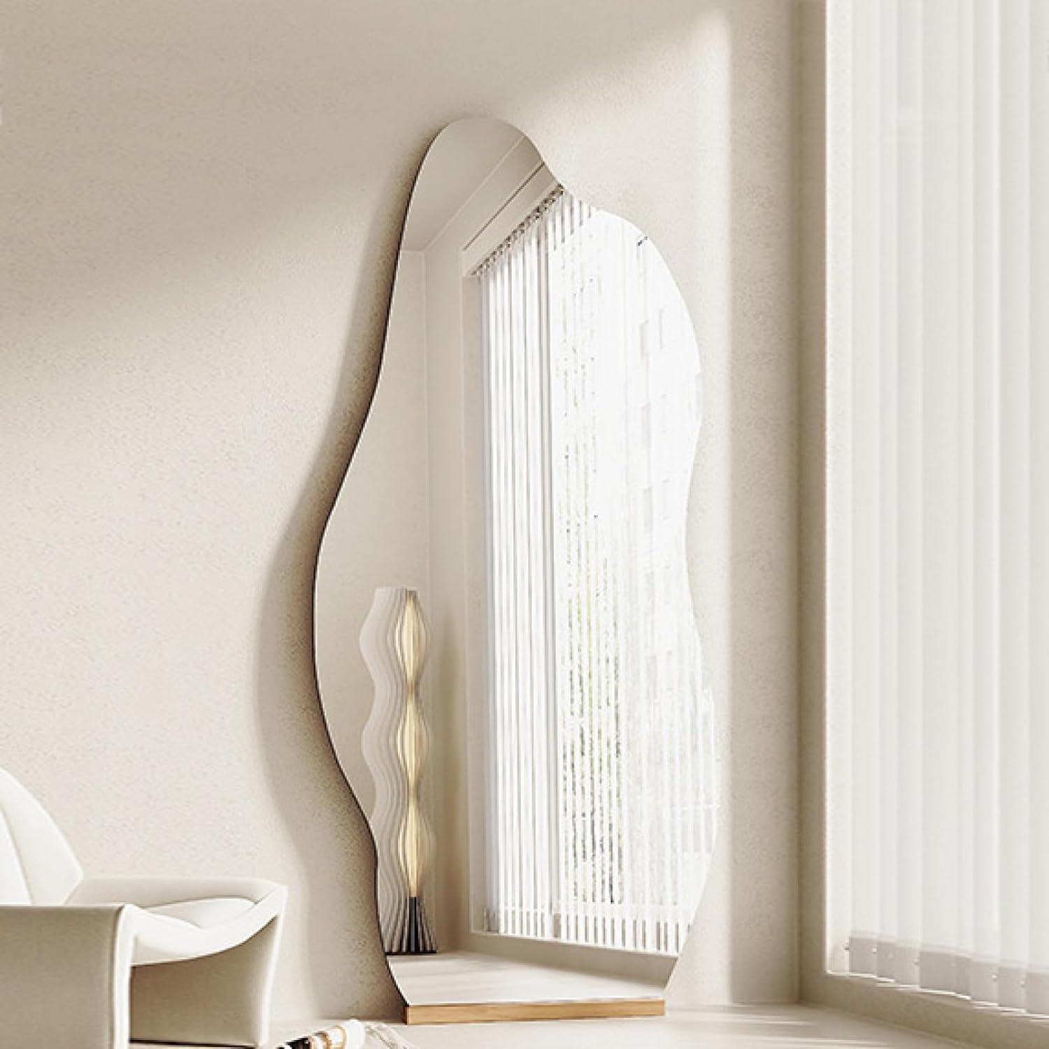 ORCHID M® Irregular Floor Mirror 160 * 50cm, Full Length Mirror, Modern Design Full Length Mirrors Asymmetrical Standing Mirror Wall-Mounted Mirrors for Living Room Bathroom Entryway, Dolphin Type