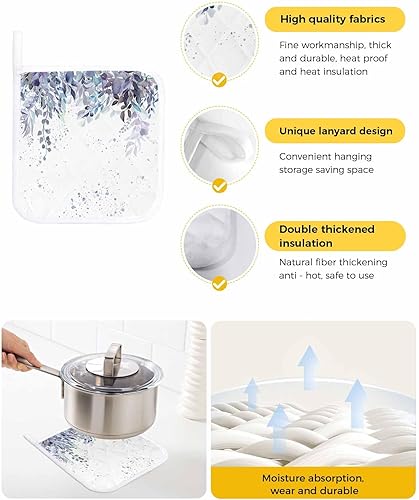 Miniatura 2 de 2 Packs Multicoloured Eucalyptus Pot Holders Sets for Kitchen,Oven Pan Plate Bowl Pads Heat Proof Mat with Hanging Loop,Terry Cloth Potholders for