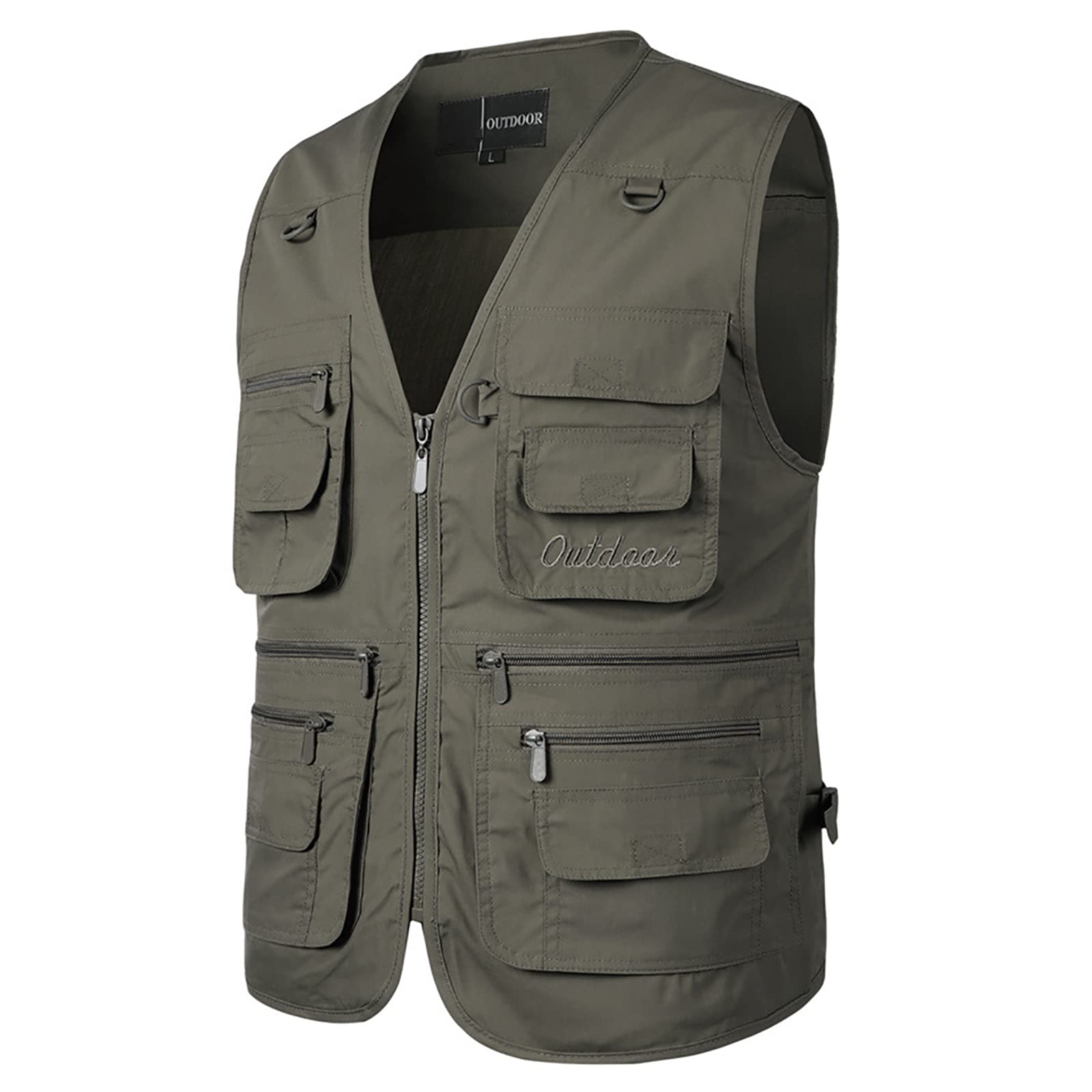 Gilet da Pesca Multi-Tasca Uomo All'aperto Gilet da Escursionismo Caccia Safari Traspirante(Size:5XL,Color:Grigio)