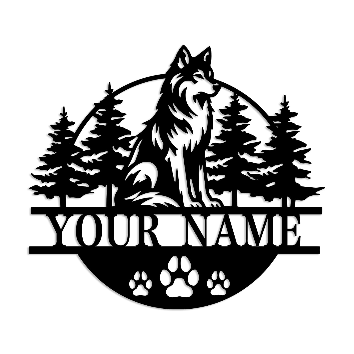 Kissesuu Wolf-H Personalized Wolf Metal Wall Art,Custom Wolf Wall Decor, Wolf Family, Wolf Metal Sign,Howling Wolf Sign,Wolf Name Sign,Personalized Hunting Sign,Hunter Gift,Wolf Lover Gift (Wolf-H)