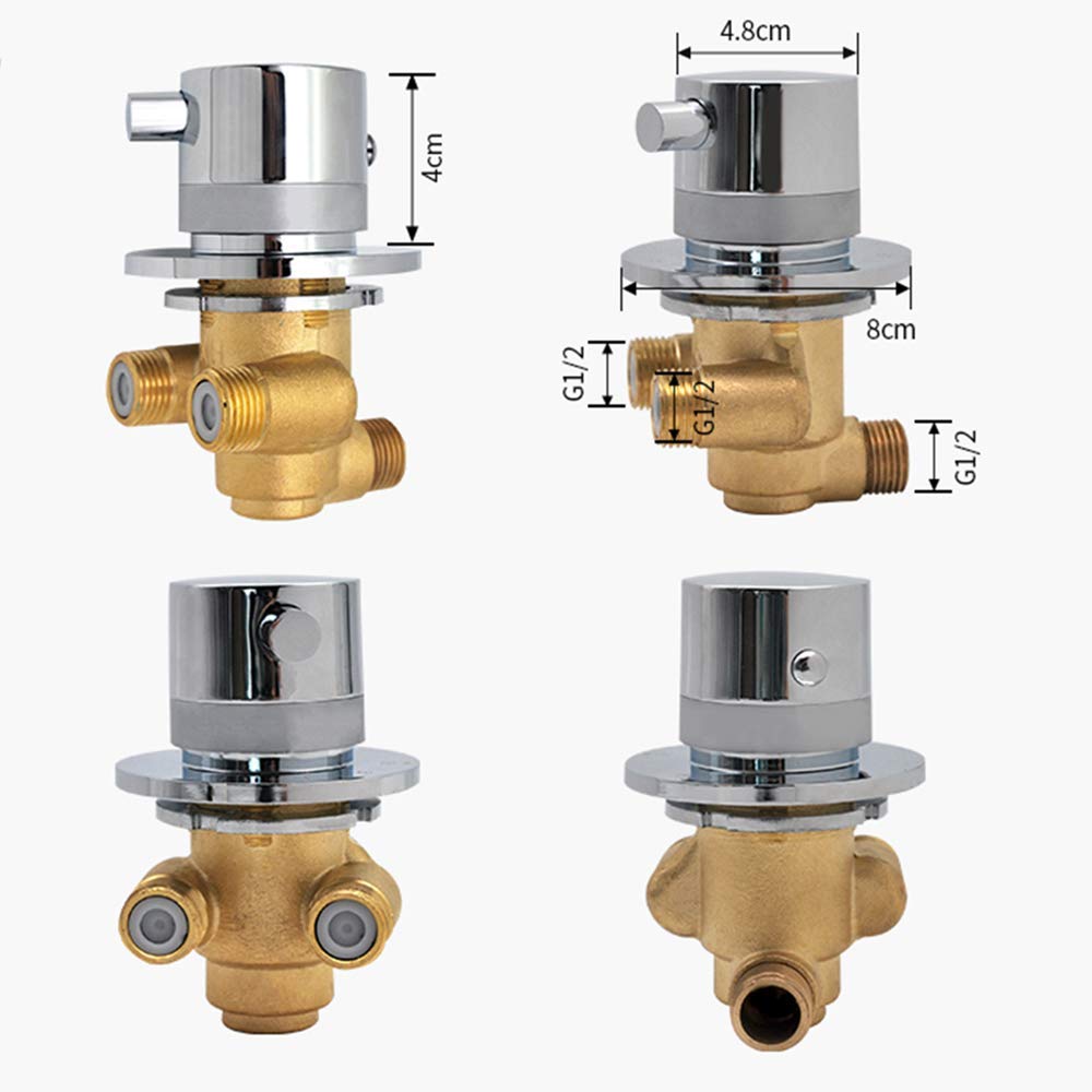 Válvula mezcladora de Control de Temperatura de Salida unidireccional G1/2, Interruptor desviador, Grifo de Ducha termostático de latón, Cartucho de Tornillo Mezclador para habitación, manija única,
