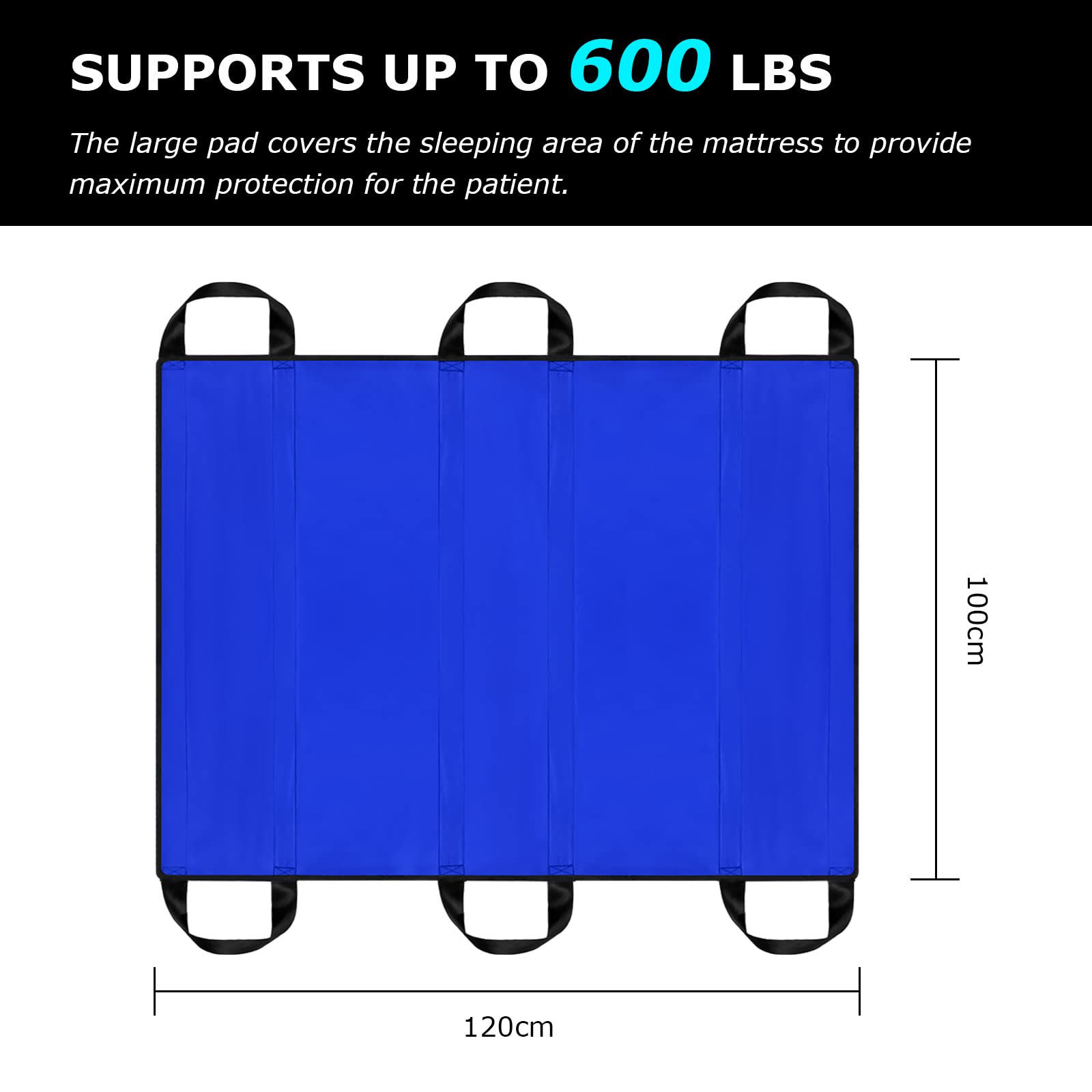 [LOSCHEN]Cuscino di posizionamento per il trasferimento del paziente, tavola per il trasferimento del paziente con maniglie, adatta per persone in sovrappeso, anziani e pazienti (blu 100 * 120 cm)