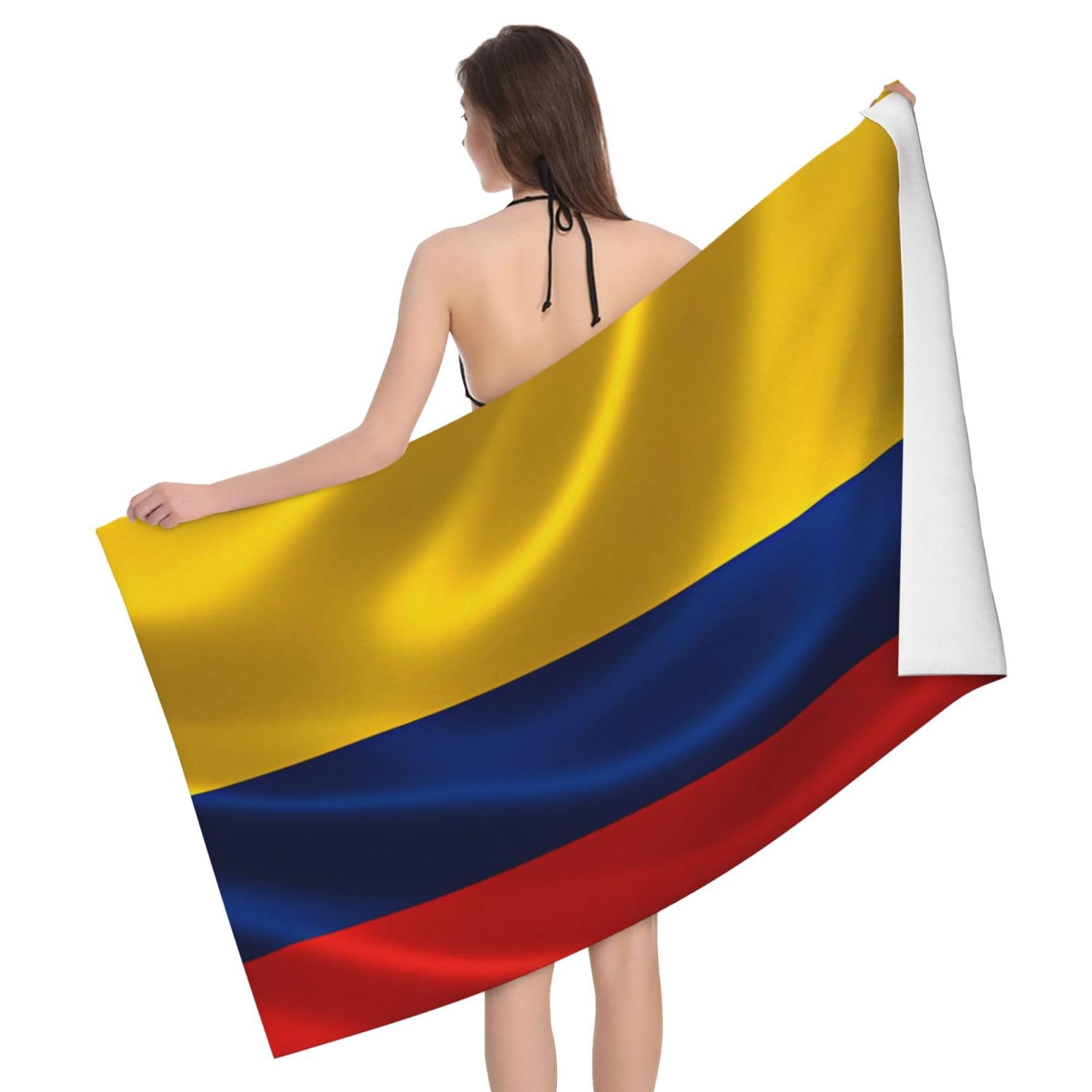 HLBSDM Microfiber Colombia Flag Beach Towel Quick Dry Soft Sand Free Beach Towels for Pool Swim Beach Lightweight Thin Towels