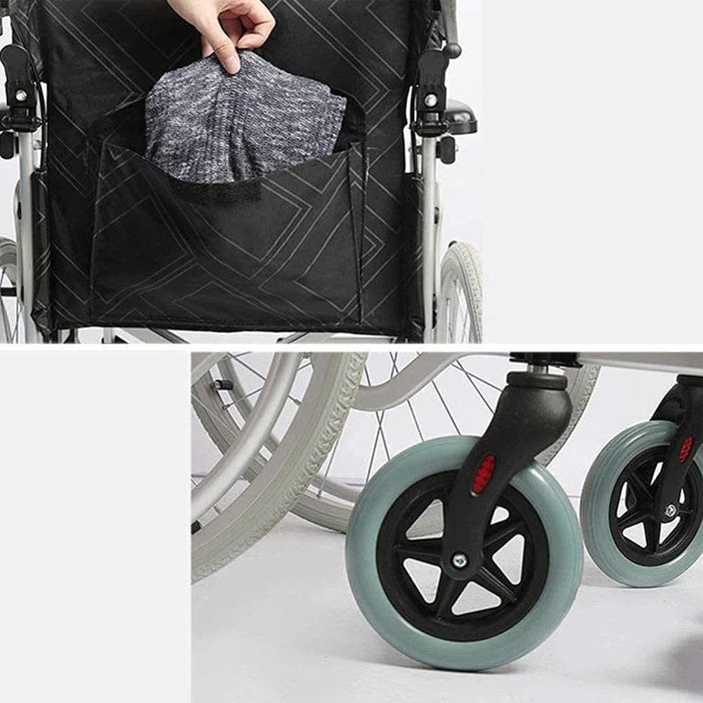 Silla de Ruedas Autopropulsada de Aluminio Plegable, Silla de Ruedas Manual Ligera para Personas Mayores con Discapacidad, Ruedas Traseras de 22 Pulgadas, Ancho del Asiento 45 cm