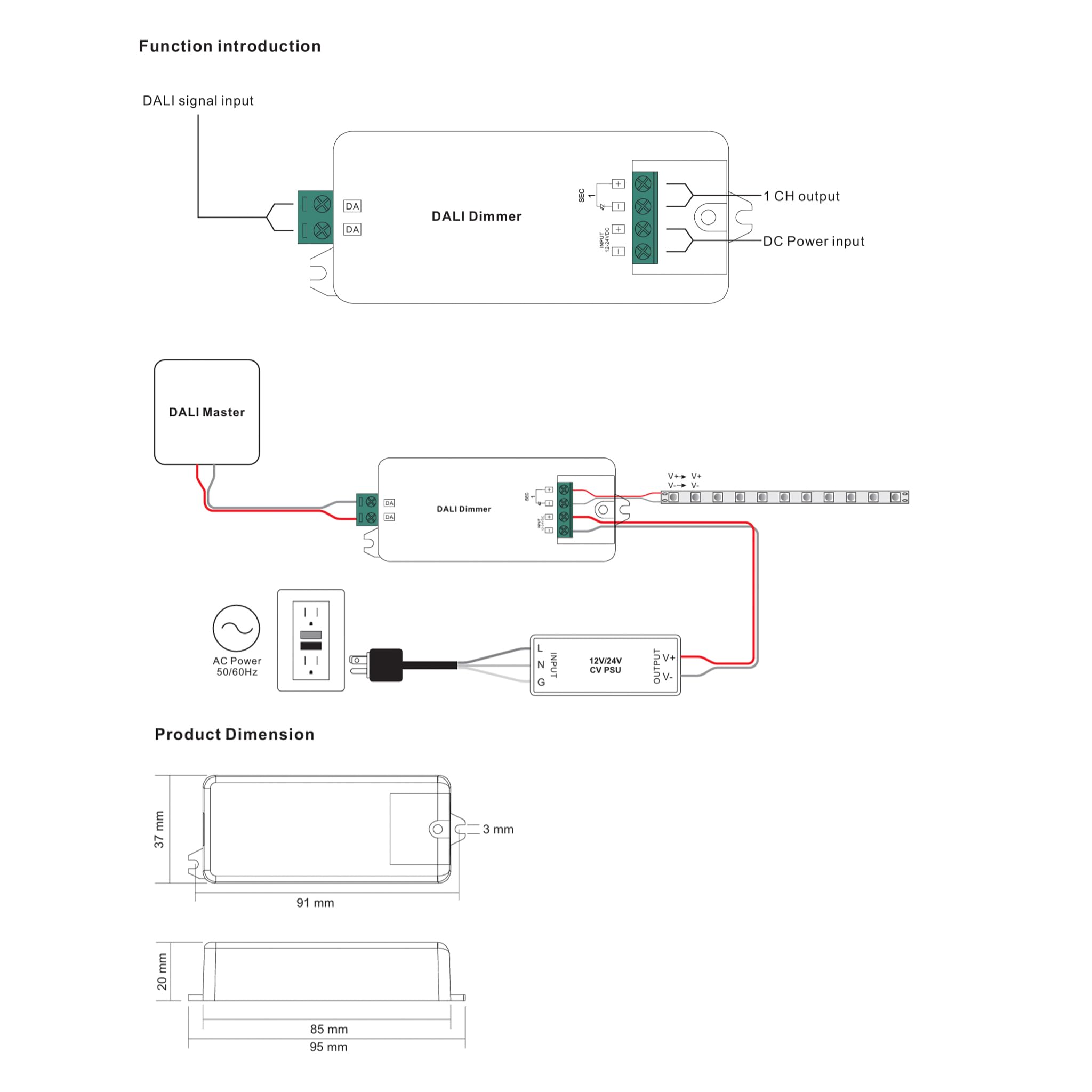 LED CONNEX MINI DALI dimmer SR-2303S 1CH 12-36V DC bis 8A