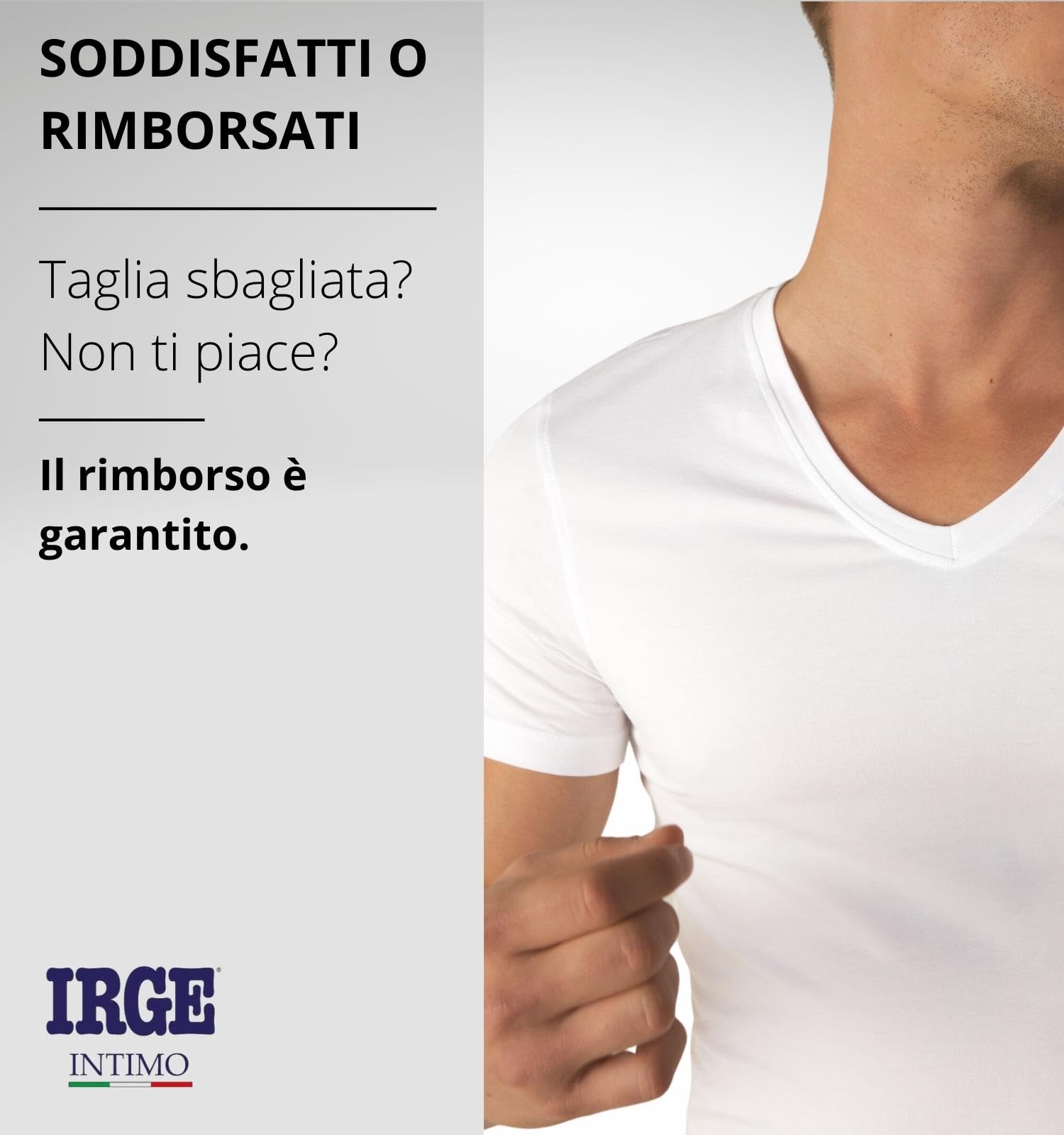 Intimitaly Irge 3 Herren-Shirts, warm, Baumwolle, Thermo-Halbarm, V-Ausschnitt, Rundhalsausschnitt, Weiß, Blau oder Schwarz