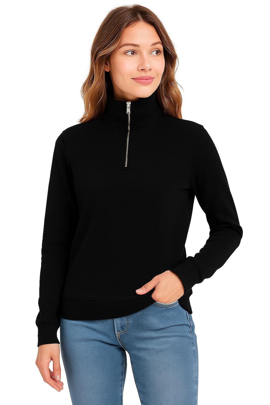 Women’s Solid Half Zip Sweatshirt