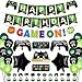 Videospiel-Party-Dekorationen, einschließlich Happy Birthday Banner, Game on Flagge, Videospiel Themen-Ballons, Kuchendekoration für Kinder, Jungen und Mädchen Geburtstagsparty (A)