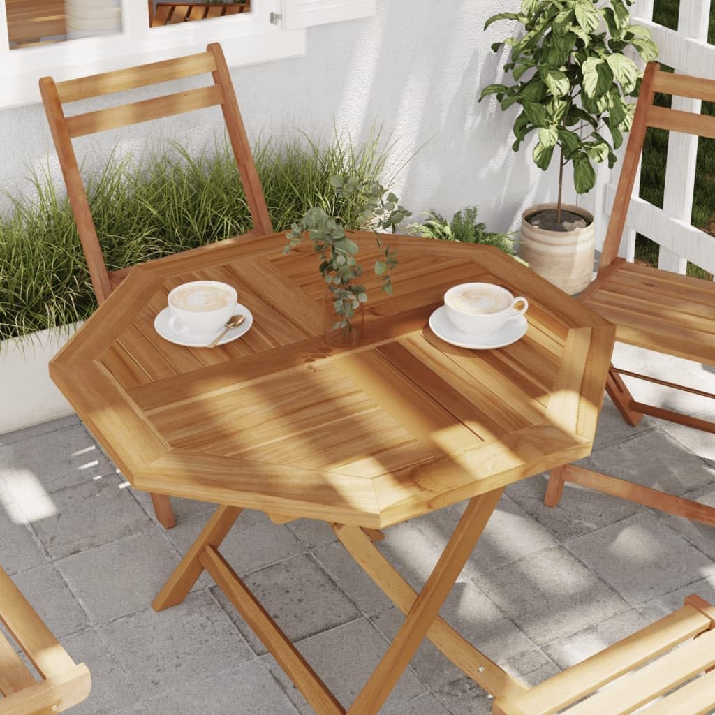 Solid Teak Wood Table Top 31.5x31.5 Inch Octagonal Replacement for Outdoor Garden Patio Dining Furniture with Parasol Hole, Weather Resistant Rustic Design