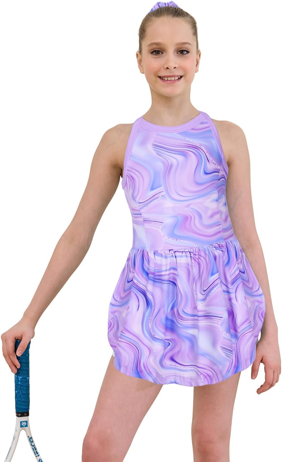 MODAFANS Girls Tennis Golf Dress Sleeveless Athletic Pleated Outfits Sets Built in Shorts with Pockets